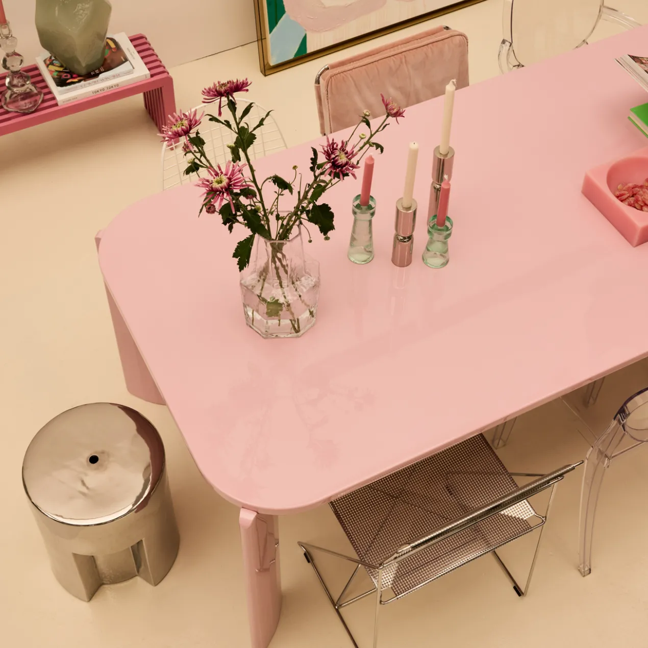 Eettafel Alexis cotton candy 220x100 cm