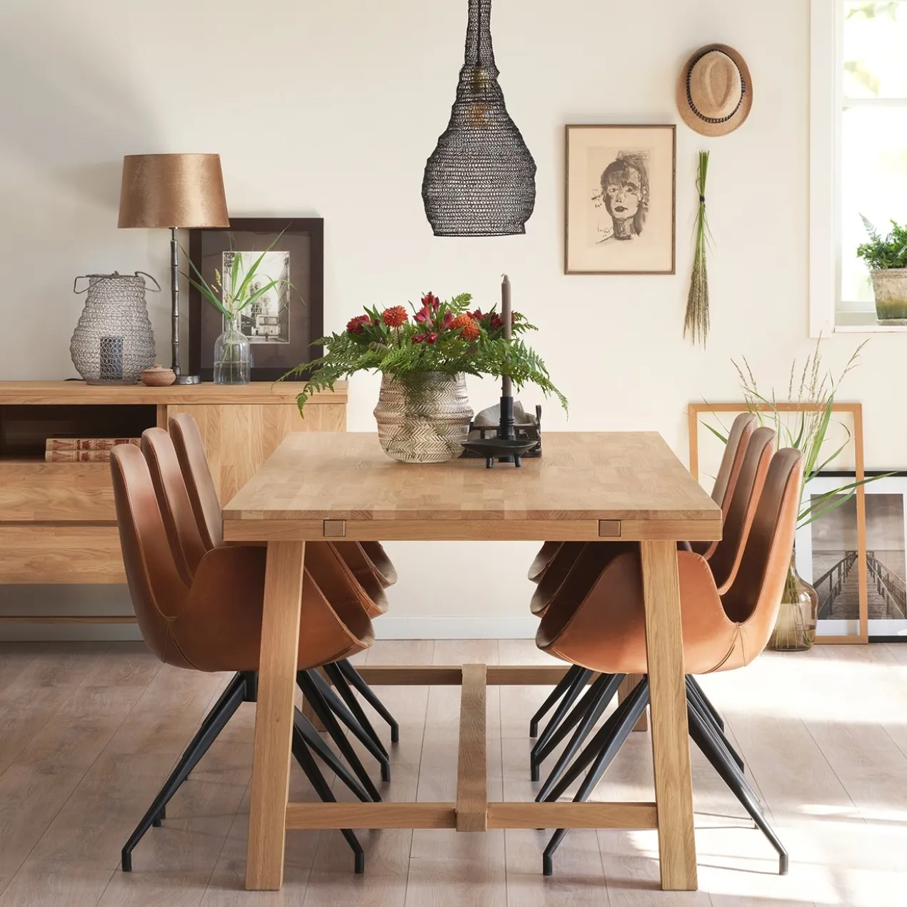 Eettafel Brooklyn Naturel verlengbaar 220 x 95 cm