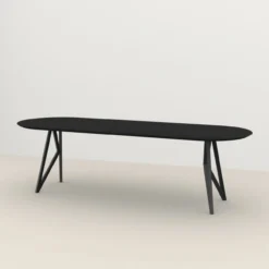 Eettafel Butterfly ovaal zwart 300x90 cm verjongde rand