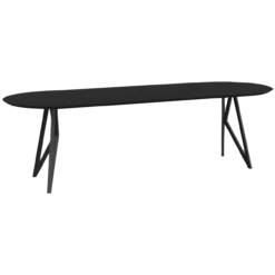 Eettafel Butterfly ovaal zwart 300x90 cm verjongde rand