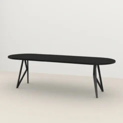 Eettafel Butterfly plat ovaal zwart 260x90 cm rechte rand
