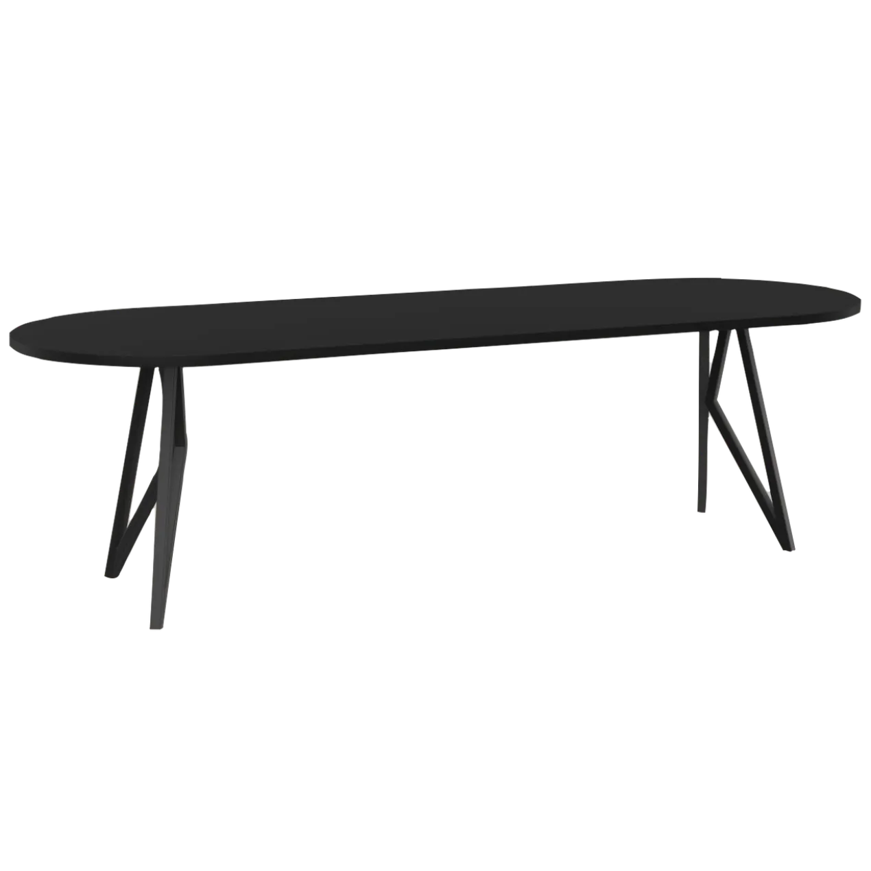 Eettafel Butterfly plat ovaal zwart 260x90 cm rechte rand