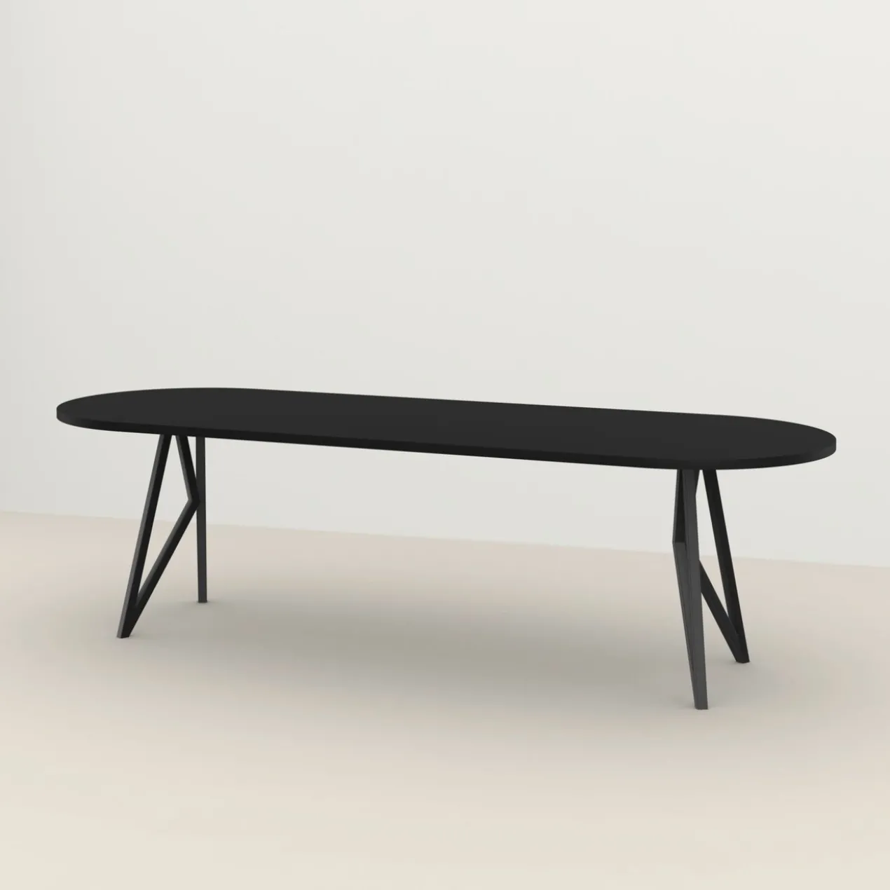 Eettafel Butterfly plat ovaal zwart 300x90 cm rechte rand