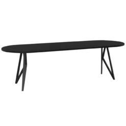 Eettafel Butterfly plat ovaal zwart 300x90 cm rechte rand