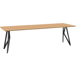 Eettafel Butterfly zwart frame naturel 240x90 cm verjongd