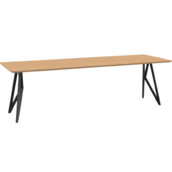 Eettafel Butterfly zwart frame naturel 220x90 cm verjongd