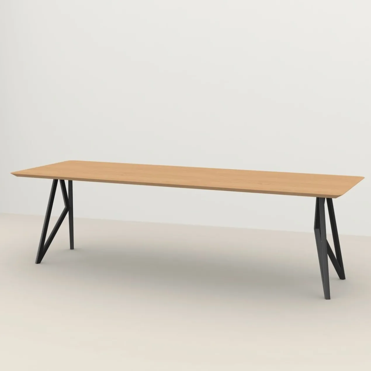 Eettafel Butterfly zwart frame naturel 220x90 cm verjongd
