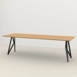 Eettafel Butterfly zwart frame naturel 240x90 cm verjongd