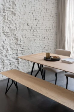 Eettafel butterfly zwart 260x90 cm rechte rand