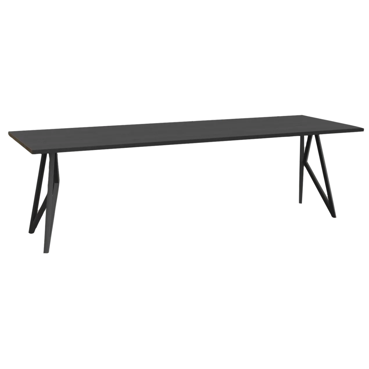 Eettafel butterfly zwart 260x90 cm rechte rand