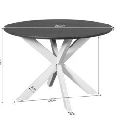 Eettafel De Bokke bruin/wit Ø150 cm