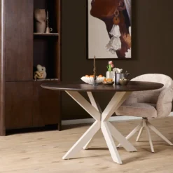 Eettafel De Bokke bruin/wit Ø150 cm