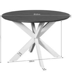 Eettafel De Bokke bruin/zwart Ø110 cm