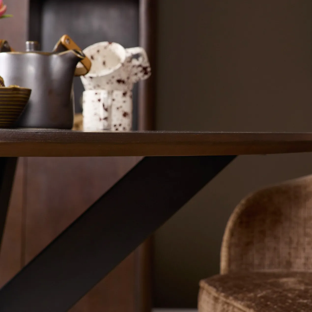 Eettafel De Bokke bruin/zwart Ø130 cm