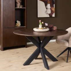 Eettafel De Bokke bruin/zwart Ø130 cm