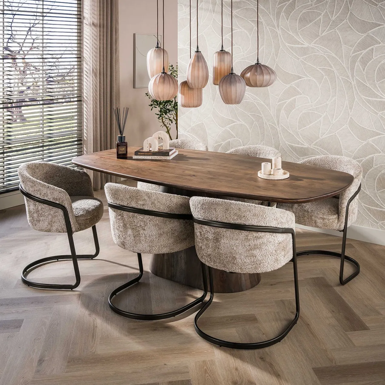 Eettafel Donker deens ovaal 215 cm