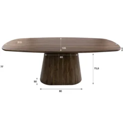Eettafel Donker deens ovaal 215 cm