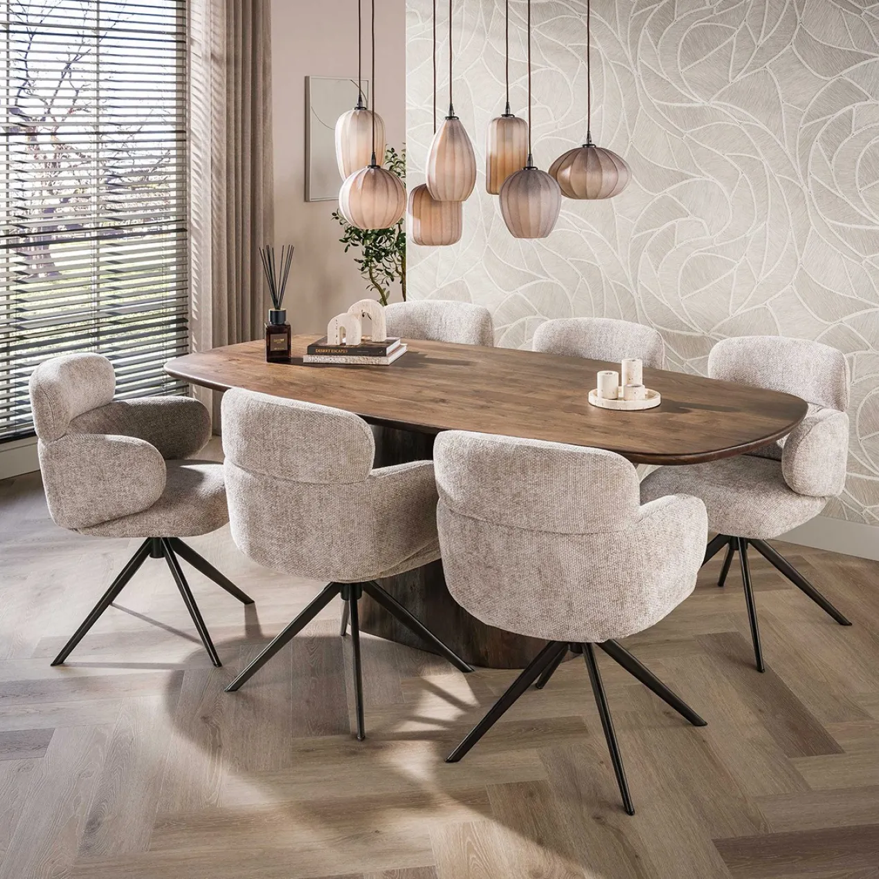 Eettafel Donker deens ovaal 215 cm