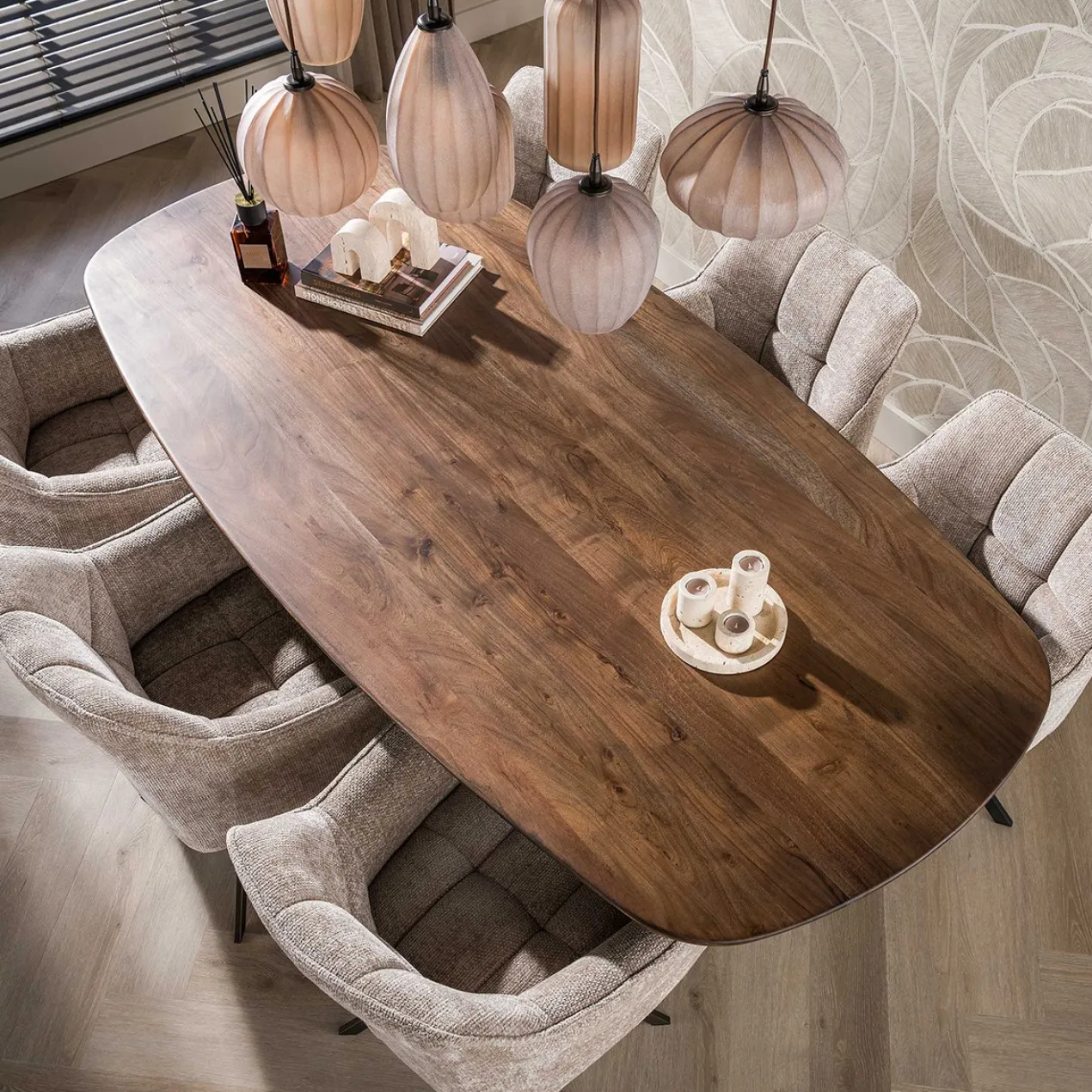 Eettafel Donker deens ovaal 215 cm