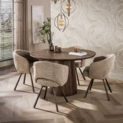 Eettafel Donker Deens Rond