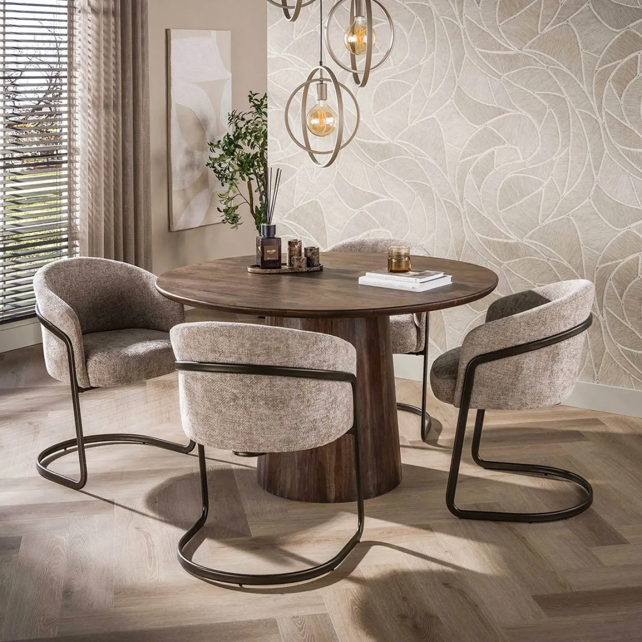 Eettafel Donker Deens Rond