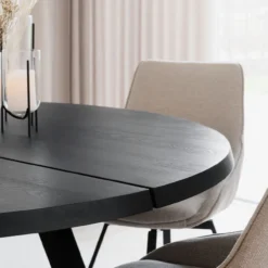 Eettafel Fred rond zwart Donkerbruin
