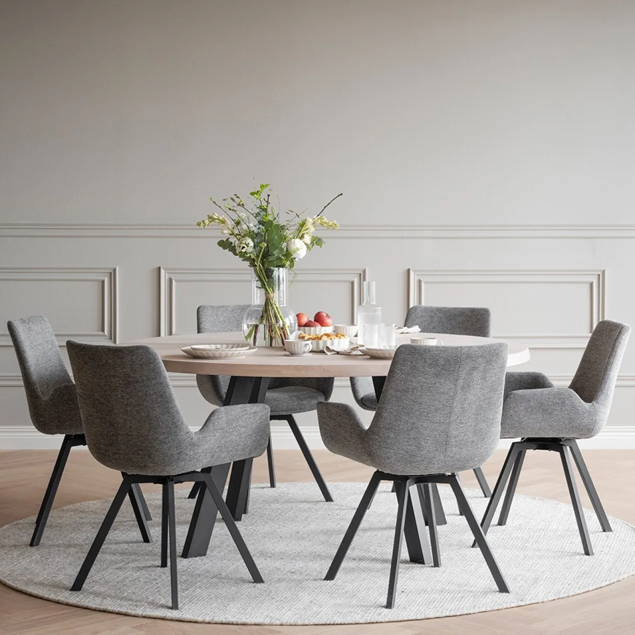 Eettafel Fred rond zwart Whitewash