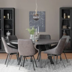 Eettafel Fred rond zwart Whitewash