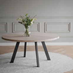 Eettafel Fred rond zwart Whitewash