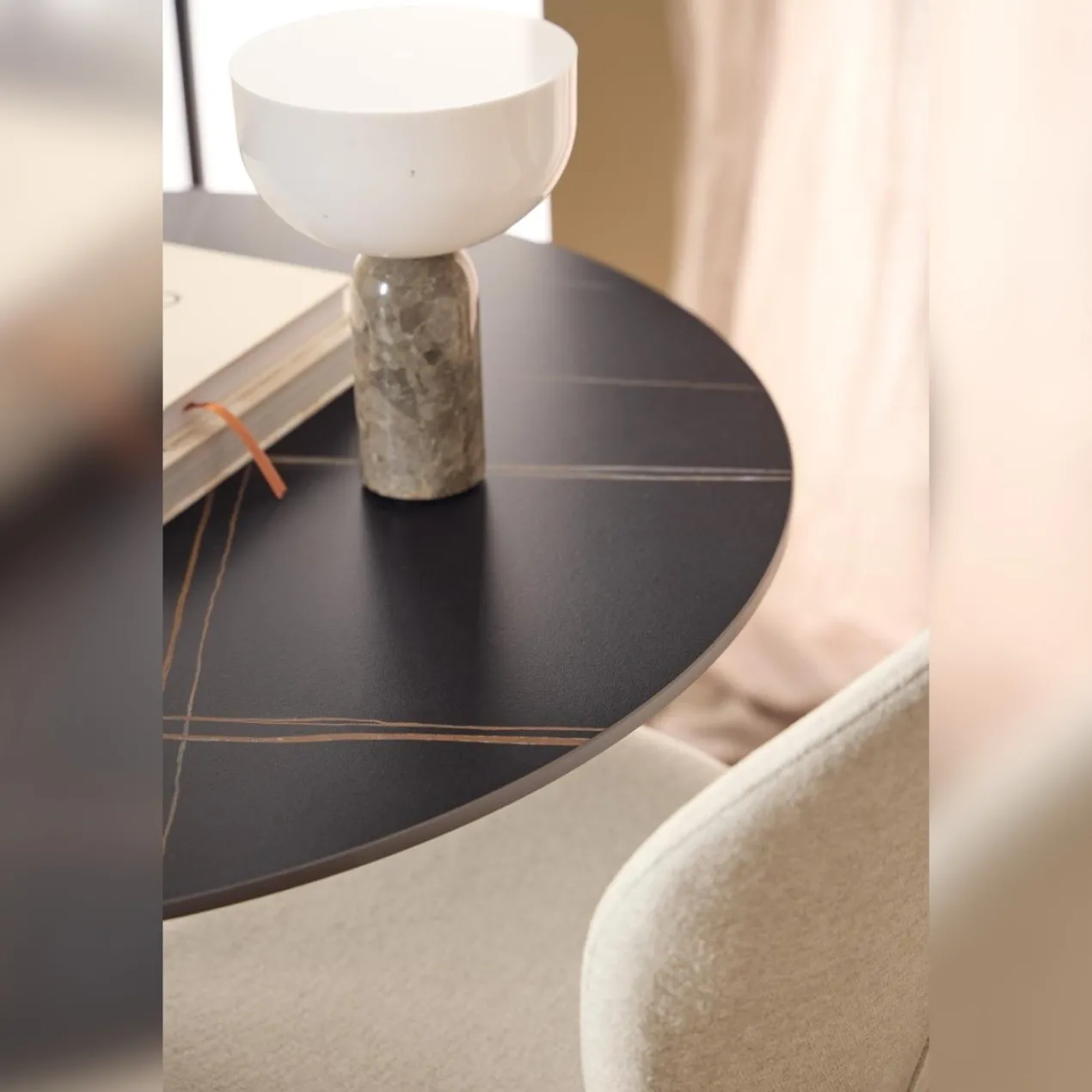 Eettafel Marly keramiek Ø90 cm zwart