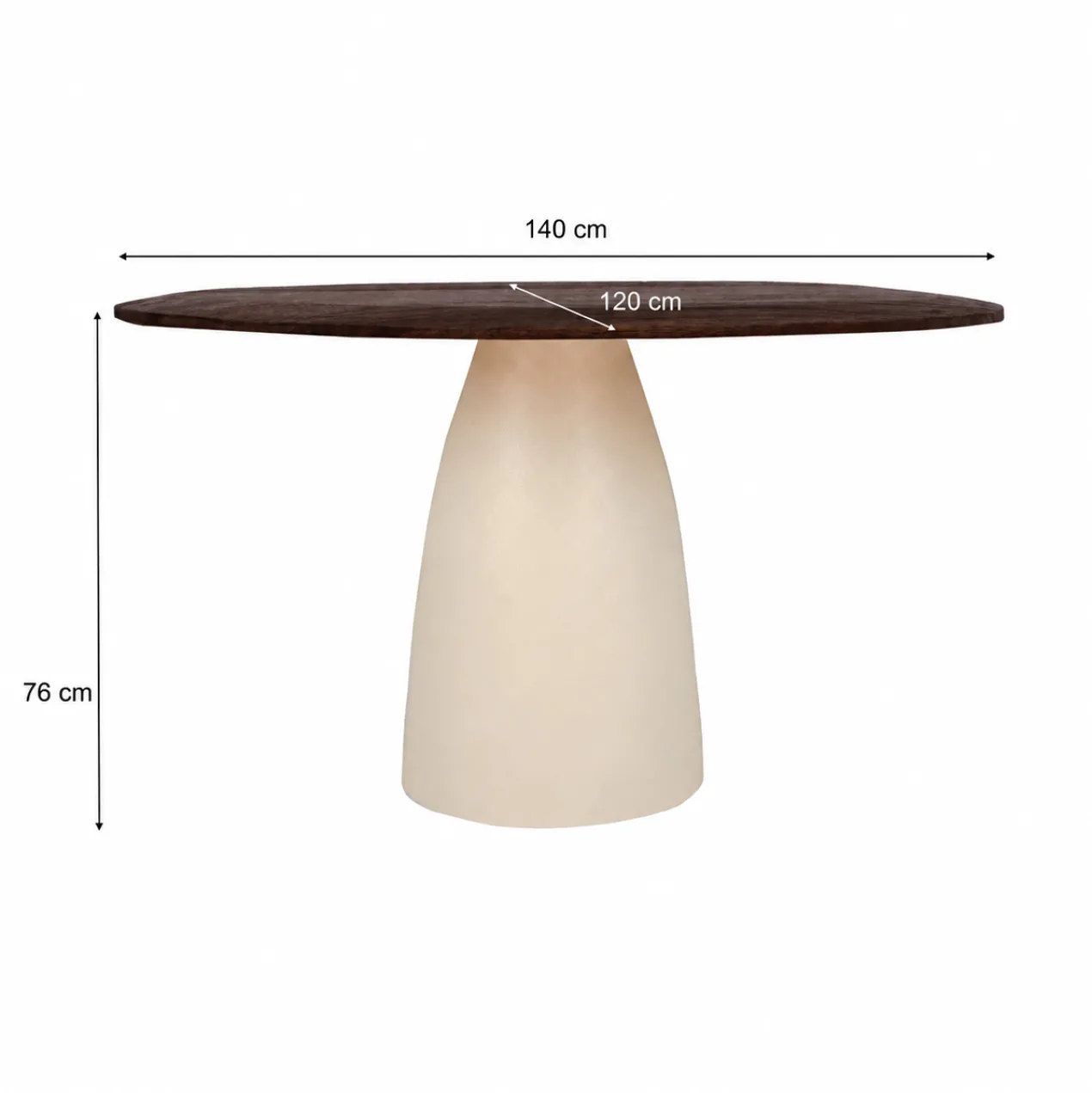 Eettafel Milan Hout 140x120 cm beige