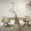 Eettafel Milan rookglas 140x120 cm beige