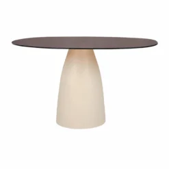 Eettafel Milan rookglas 140x120 cm beige