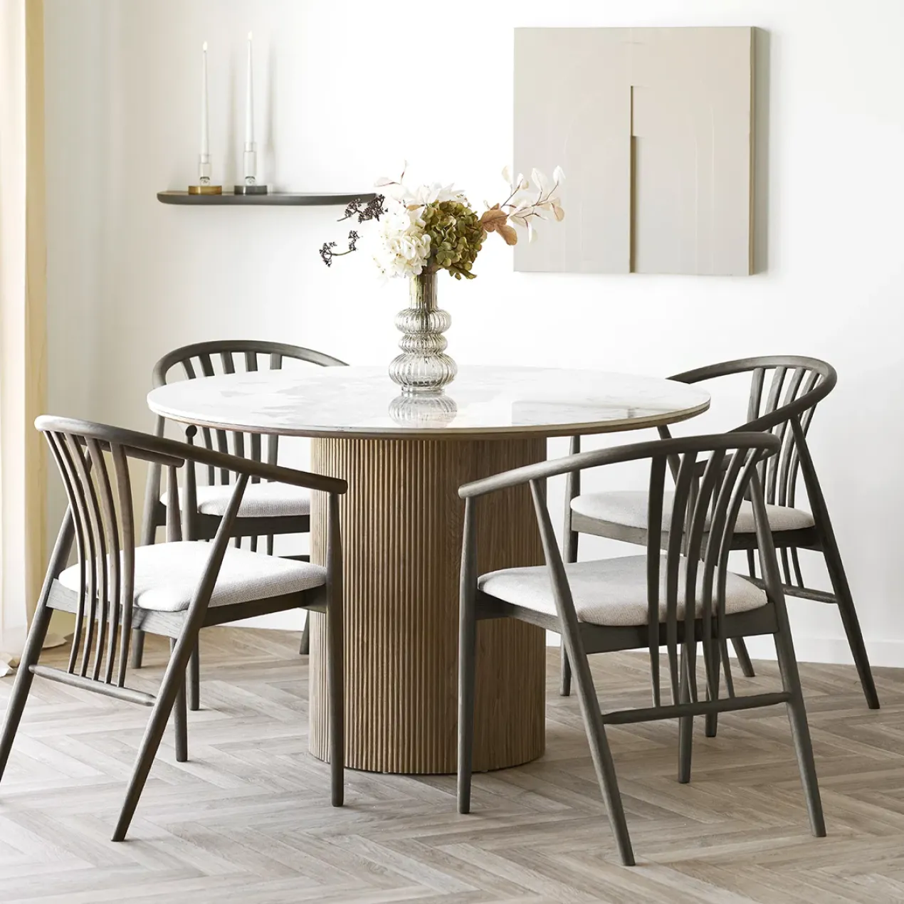 Eettafel Ronda keramiek blad bruin Ø140 cm