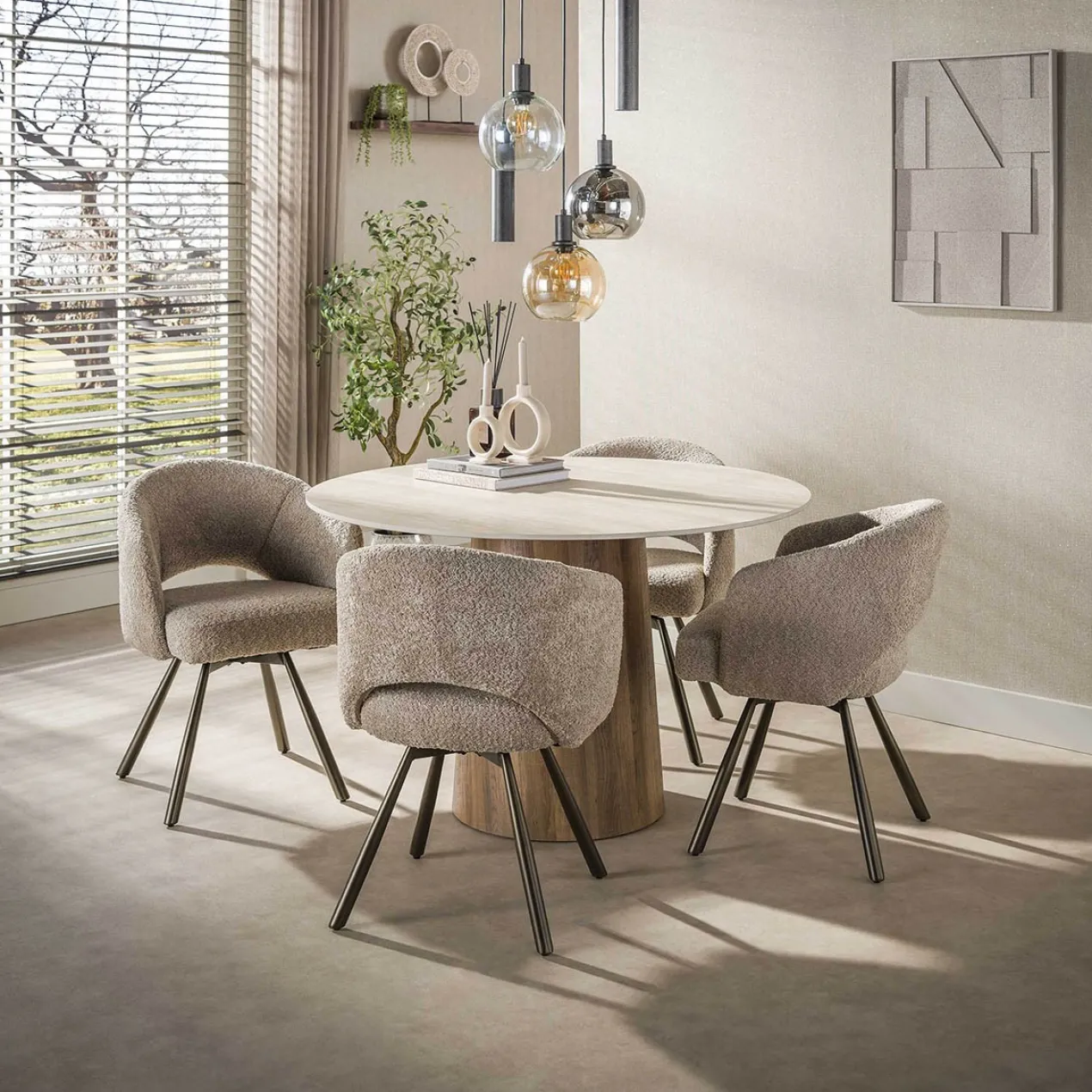 Eettafel Rond Limestone