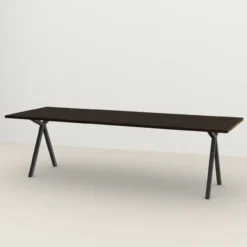 Eettafel Slim X donkerbruin 220x90 cm rechte rand