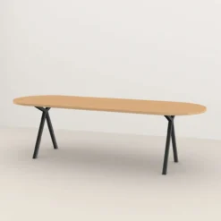 Eettafel Slim X-type plat ovaal naturel 200x100 cm verjongd
