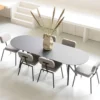 Eettafel Slim X-type plat ovaal naturel 220x90 cm recht