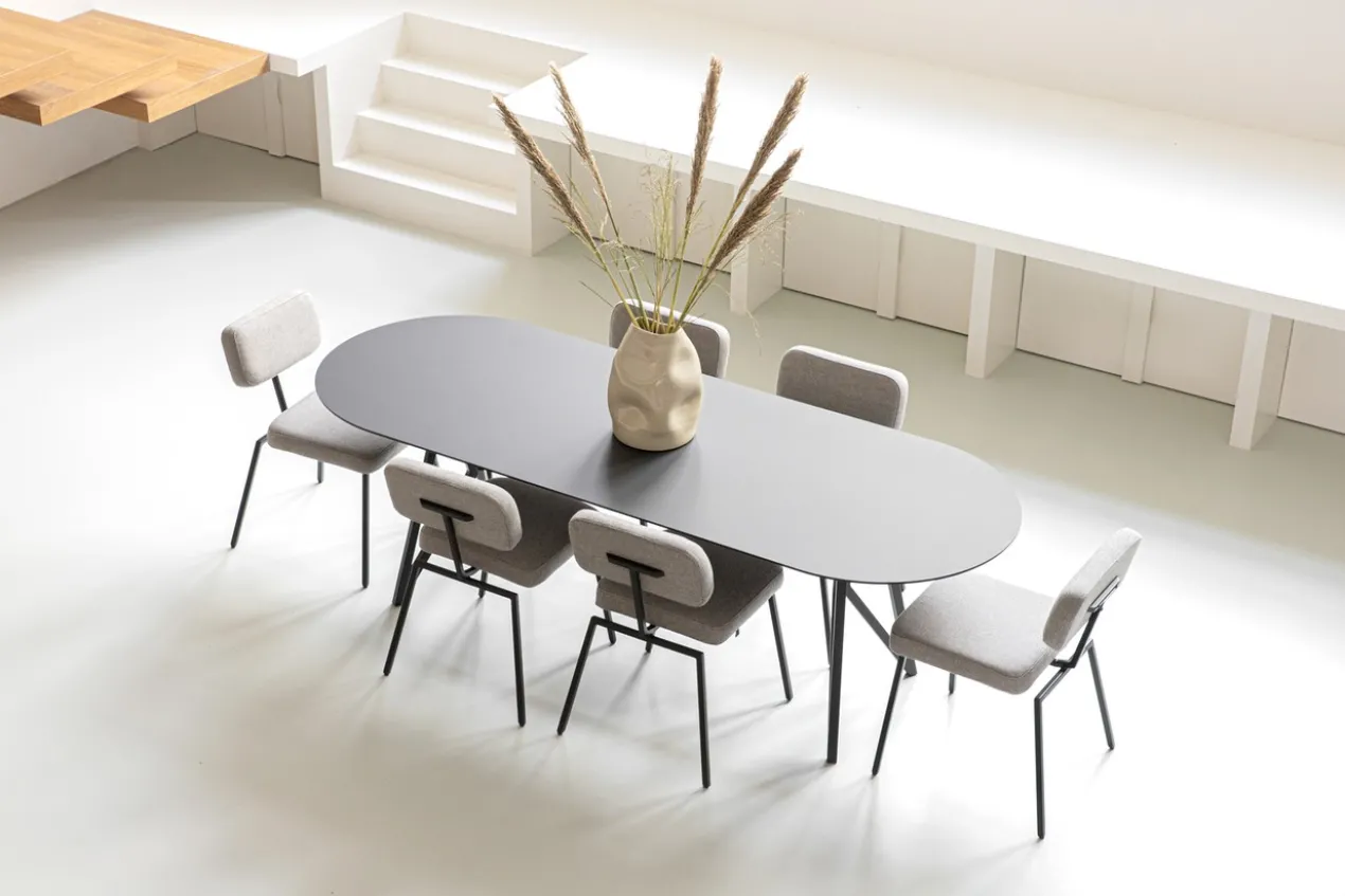 Eettafel Slim X-type plat ovaal naturel 240x90 cm verjongd