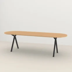 Eettafel Slim X-type plat ovaal naturel 260x90 cm recht