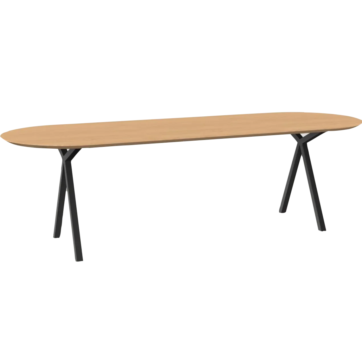Eettafel Slim X-type plat ovaal naturel 260x90 cm verjongd