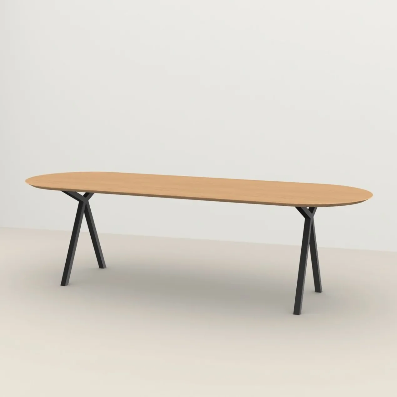 Eettafel Slim X-type plat ovaal naturel 260x90 cm verjongd