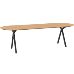 Eettafel Slim X-type plat ovaal naturel 260x100 cm verjongd