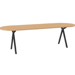 Eettafel Slim X-type plat ovaal naturel 280x90 cm recht