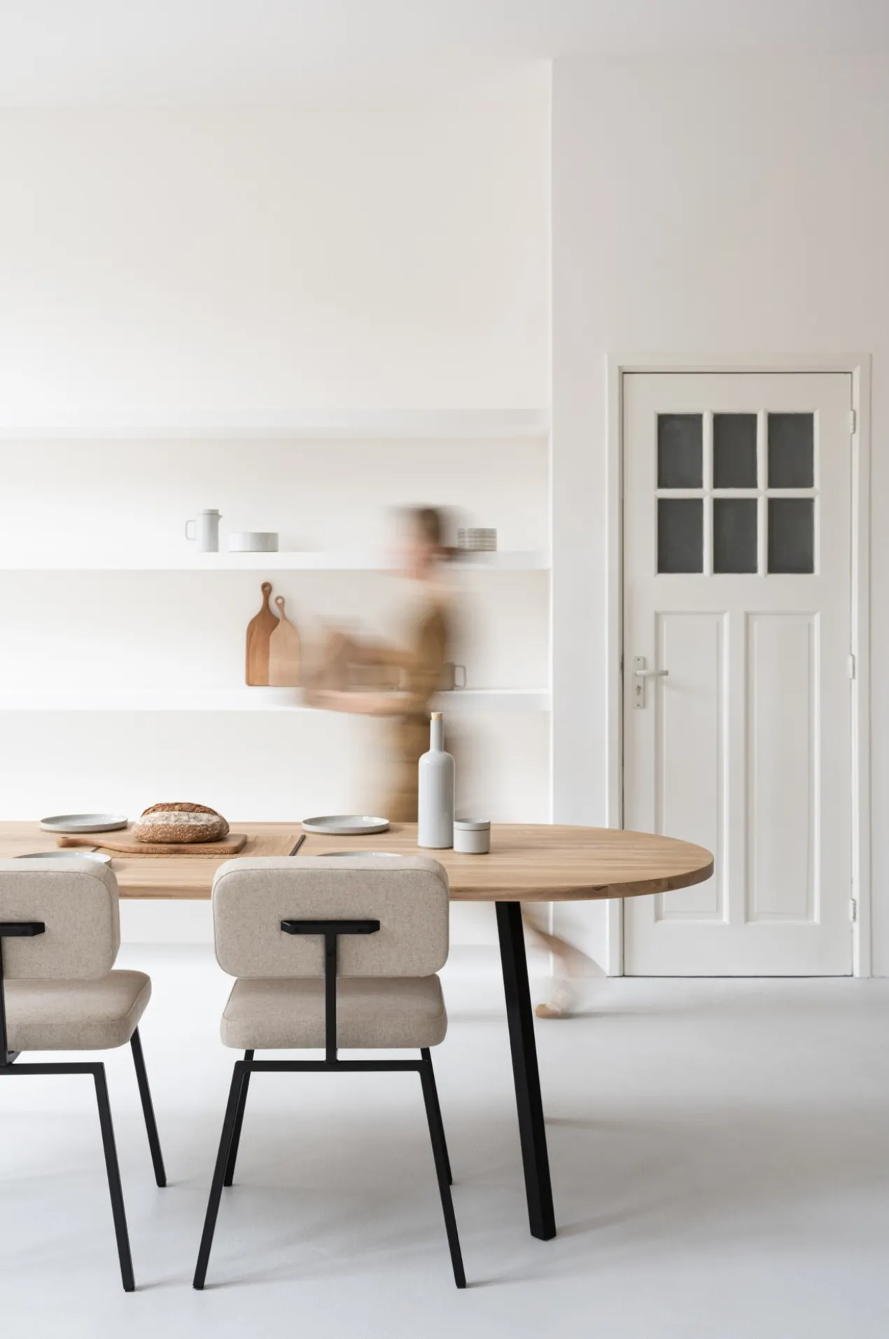 Eettafel Slim X-type plat ovaal naturel 300x90 cm recht