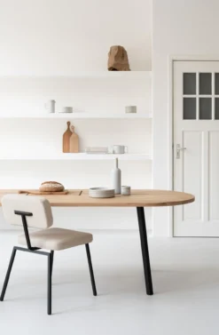 Eettafel Slim X-type plat ovaal naturel 300x90 cm recht