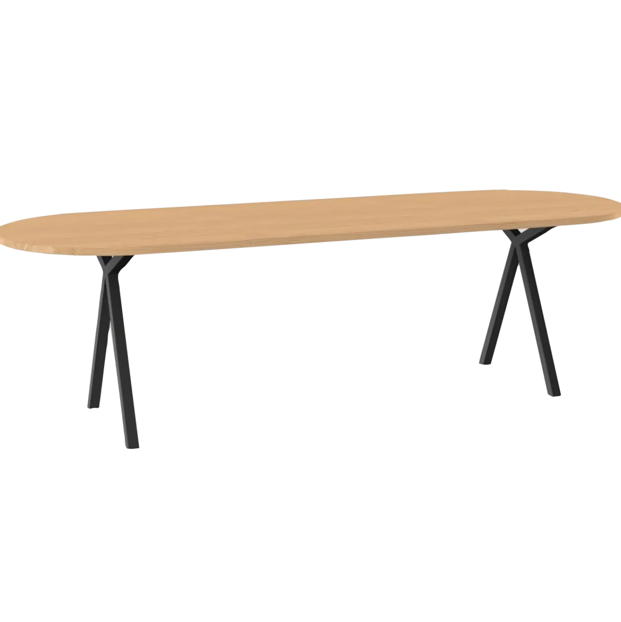 Eettafel Slim X-type plat ovaal naturel 300x90 cm recht