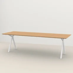 Eettafel Slim X-type wit frame naturel 200x90 cm verjongd