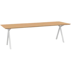 Eettafel Slim X-type wit frame naturel 200x90 cm verjongd