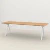 Eettafel Slim X-type wit frame naturel 220x90 cm verjongd